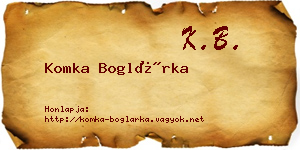 Komka Boglárka névjegykártya