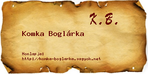 Komka Boglárka névjegykártya